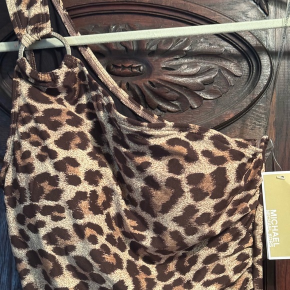 Michael Kors Women’s One Shoulder Swimsuit Leopard Print 10 NWT - Picture 5 of 10